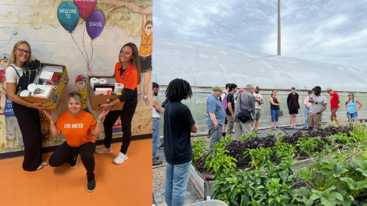 Volunteers at a school and garden